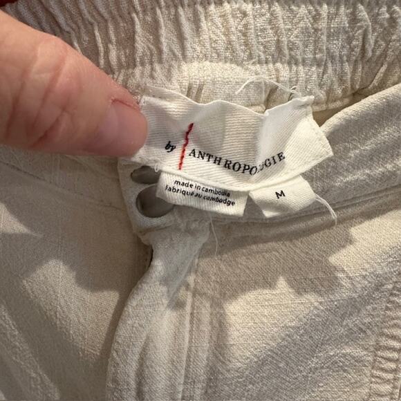By Anthropologie Relaxed Utility Cargo Pants Linen Blend Size: M Color: Ivory - Picture 9 of 10